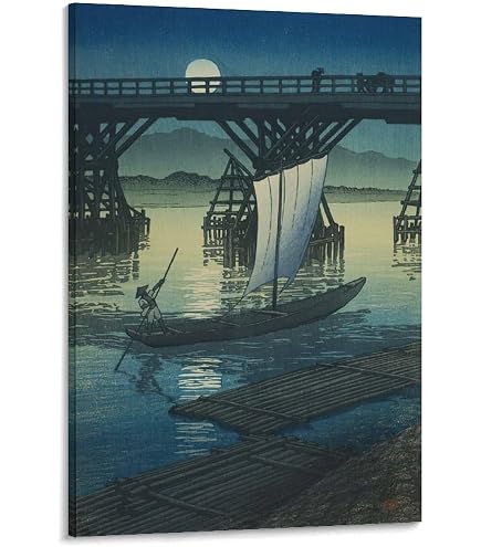 Amazon.co.jp: 川瀬巴水 東京二十景【荒川の月 】（赤羽）昭和四年