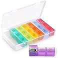 Opret ピルケース 薬ケース サプリメントケース 1週間 1日3回 携帯用 習慣薬箱 薬入れ コンパクト曜日シール付き (虹色)