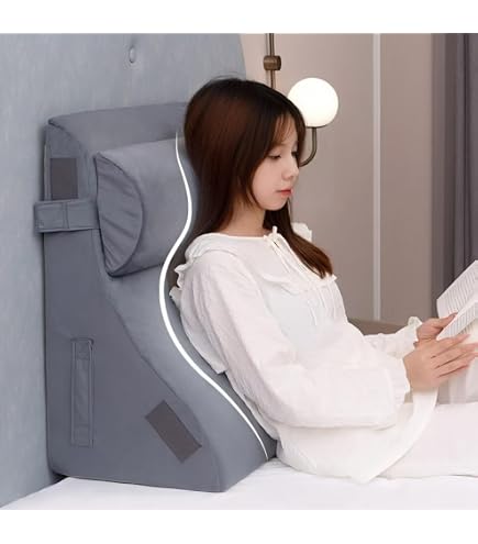 Amazon｜背もたれ クッション 180*50*20cm ベッド ブルー 三角 大きい