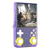 R36Ultra 携帯型ゲーム機 4インチIPSスクリーン WiFi対戦対応 ポータブルレトロ 多人数プレイ可 RGBカラー 720×720解像度（グレー） (64Gシングルカード,半透明の紫) [並行輸入品]