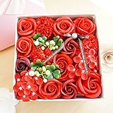 【ベルシック】 フレグランスソープフラワー ローズ＆ローズ　LサイズBOX　 ほのかに香るお花　 枯れないお花　お祝・お見舞い　ギフト　　　＜送料無料（一部地域を除き）＞ (レッド)