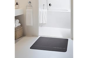 王様のバスマット【更に改善されましたx吸水力2倍サラふわUP】 珪藻土 バスマット 洗える マット キッチン ソフト 速乾 おしゃれ 安心 お風呂 足拭き ドア BOOMIE (角型グレー, 60cm×40cm)