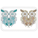 vroselvカスタムドアmatowlhome Decorドリームキャッチャースタイルフクロウ部族Ethnic featuremagic遠視用birdartsy印刷装飾クリームホワイトティール 24 
