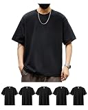 [SHOREKEEPER] インナーシャツ ５枚組 コームドコットン100% Tシャツ メンズ 半袖 ゆったり やわらか肌着 丸首 抗菌 防臭 無地 速乾 通気性 複数色選び 男女兼用 オールシーズン (JP, アルファベット, L, ブラック)