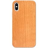 [Pretimo] iPhone X ケース 天然木 木製 ウッド 桜の木 ワイヤレス充電対応 iPhone XS 対応