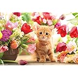 【日本製】 300ピースジグソーパズル チューリップと子猫(26×38cm) P33-190