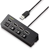 エレコム USBハブ 2.0 セルフパワー 4ポート 個別スイッチ付 機能主義 1m MacBook/Surface Pro/Chromebook他 ノートPC Nintendo Switch対応 ブラック U2H-TZS428SBK