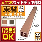 ウッドデッキ 人工木材 人工木 部材 樹脂ウッドデッキ 束材H-B020 90×90×2000mm【H-B020】【2色選択可】 (ダークブラウン)