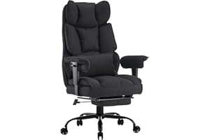 SKYE ゲーミングチェア ファブリック オフィスチェア デスクチェア パソコンチェア オットマン付き ゲーム用チェア ハイバック テレワーク 椅子 高さ調節機能 通気性 （布張地） (ブラック)