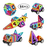 積み木 マグネットおもちゃ HQQN 磁気 子ども 磁石ブロック 図形 組み立て 知育玩具 DIY 組立セット 子供オモチャ (64)