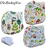 Ohbabyka3点セット おむつカバー+おむつライナー 布おむつ ベビー 布オムツ おむつ 新生児用 新生児用品 サイズ調節可 洗濯可能 漏れしにくい パンツ フリーサイズ 通気性良い 保育園 入園