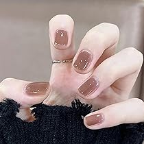 Amazon | FINGOOO ネイルチップ ショート 24枚入り 両面テープ付き