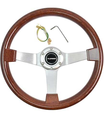 Amazon | TIYPEOR ウッド ステアリング 38Φ 15インチ 6穴 ハンドル