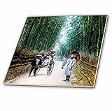 3drose Scenes from the Pastマジックランタンスライド – Traffic Jam on the road to Kyotoヴィンテージ日本手Colored – タイル 8-I