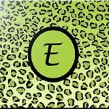 Rikki Knightレター" E "スカイブルーLeopard Printモノグラムデザインアートセラミックタイル 6 inch ceramic オフホワイト 6inctile2669