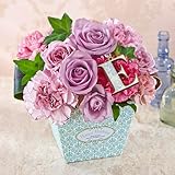 【日比谷花壇】誕生日 HAPPY BIRTHDAY イニシャルアレンジメント「E」 パープル系