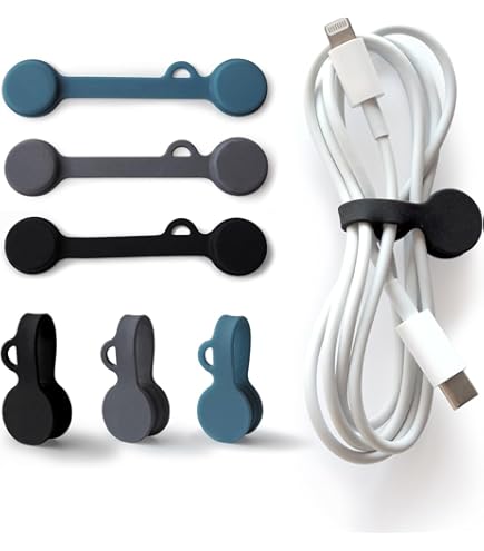 モブmobuケーブルクリップまとめ6個ブラック パチっと挟んでもう絡まない、使い方超簡単！ケーブルクリップ