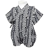 ベビーボーイズ[くろわっさんす べべ]男の子|男児用和(うちわ、地模様)柄甚平ロンパースタイプ(日本製生地使用)コットン|綿100％|新生児 70 ブラック