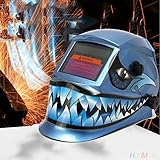 Hanbaili 溶接ヘルメット、シャークソーラーパワーオートダークニング溶接ヘルメット溶接溶接機研削フェイスマスク