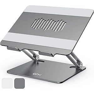 EPN ノートパソコンスタンド 0.9kg 超軽量 アルミニウム製 折りたたみノートPCスタンド パソコンスタンド 人間工学 無段階高さ調整 放熱性 滑り止め付き コンパクトに収納 姿勢改善 猫背・肩こり解消 Macbook | NEC | 東芝 | DELL | ASUS | Lenovo | SONYなど 16インチまで対応 1年保証付き グレー