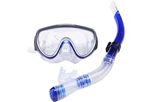 FLYLIN シュノーケルセット 2点セット 大人/子供用 曇り止め 水漏れ防止 広域視界 初心者向け ダイビング 海水浴 プール