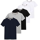 [SIPERLARI] インナーシャツ メンズ ５枚組 綿100% 抗菌防臭加工 半袖クルーネック Tシャツ やわらか肌着 白 黒 紺 (ミックスカラー, 3XL=日本XL)