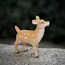 シカ　鹿　木彫　彫像　オブジェ　置物　インテリア　工芸品　美術品　A3013 木製 シカの置物 多層彫り 工芸品 オブジェ アニマル フィギュア