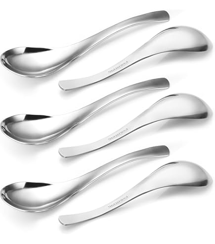 12-Piece Stainless Steel Soup Spoons - 7.7 Inch Large Bouillon Spoons Set