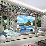Sproud カスタマイズされた任意のサイズ 3 D 青い空白い雲スイミングプールルームのソファテレビ背景壁画壁紙 250 Cmx 175 Cm リビングの壁のロール紙