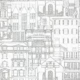 Beacon House 2604-21257 Facade Vintage print Wallpaper, Light Grey [並行輸入品]