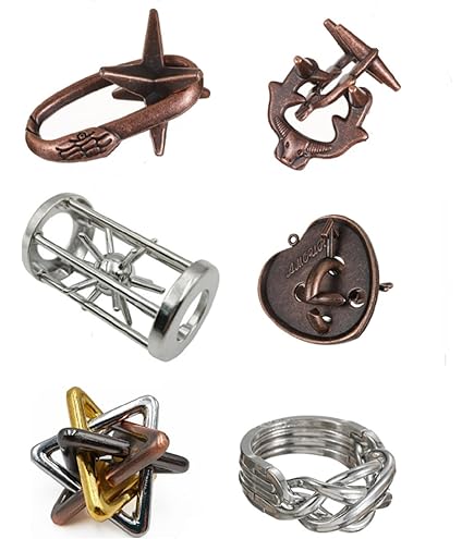 Amazon | 知恵の輪 5点セット メタルパズル 難易度6～2 頭の体操 脳