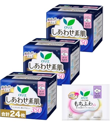 ロリエ　しあわせ素肌　羽つき　サイズ色々 ロリエ しあわせ素肌 超スリム 特に多い夜用 羽つき 35cm