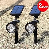 AGPtek 2-in-1 Solar Powered LED Landscape Lighting - 180° angle Adjustable - Auto-on At Night/Auto-o