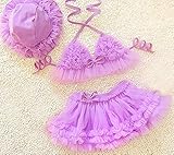ベビービキニ 水着110 (パープル) フリル リボン スイムウェア 水着 乳児 幼児 ビキニ 女の子