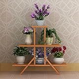 フラワースタンド フラワースタンド 木製 - シンプルなフラワーラックラウンドフロア屋内マルチレイヤーフラワーフレームバルコニーリビングルームマルチフラワーフラワーポットラック (色 : 木の色)