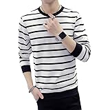 Amazon Tシャツ 長袖 メンズ ストライプ メンズtシャツ カットソー ファッション カジュアル ストライプtシャツ 柔らかい 細身 タイト Tシャツ 快適 春夏秋 Tシャツ カットソー 通販