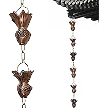 鎖樋　銅 Amazon | スーパー銅雨樋 くさりとい2形 品番4542 銅鎖樋