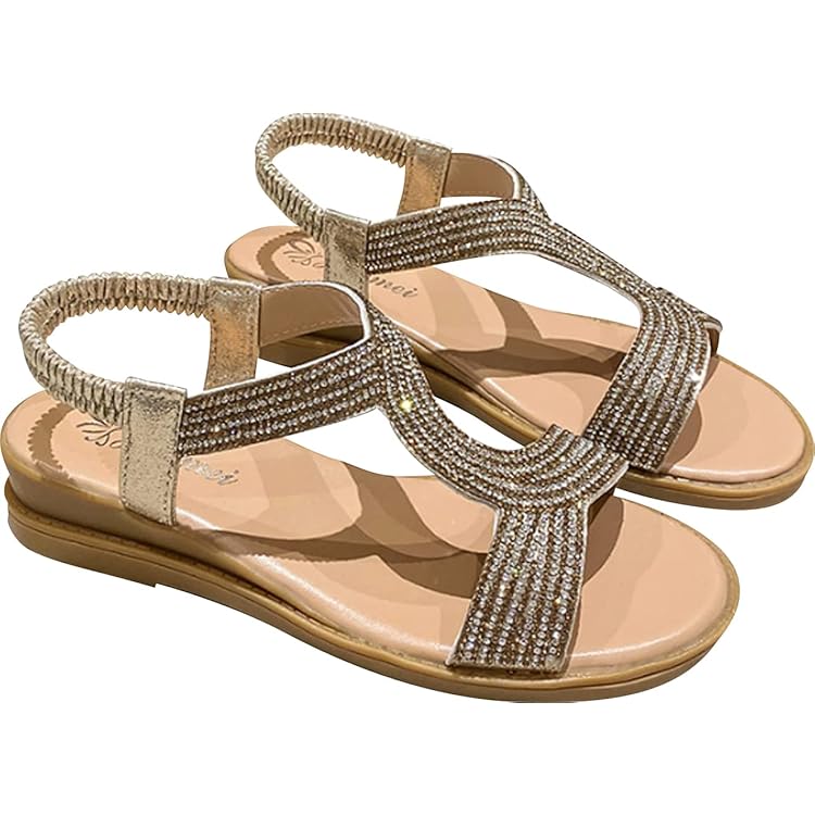 Amazon | サンダル キラキラ ゴールド シルバー ラメ ライン