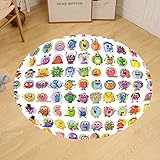 gzhihineカスタムラウンドフロアマットアニメーションCute LittleグラフィックベビーMosters Great forキッズ子供部屋部屋Colored Cartoonsアートリビングルー