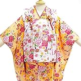 七五三着物セット3歳被布三歳 被布セット 5タイプ/18(バラ鈴・白黄色)
