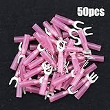 Hilitchi 50個ナイロン絶縁熱収縮Buttフォークワイヤ電気クリンプ端子コネクター( 22 – 16 AWG , # 10 ) HRFR1