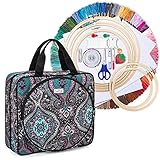 LoDrid 刺繍キット 刺繍プロジェクトバッグ 刺繍キット付き ポータブルクラフトキャリーケース スターターキット付き 刺繍用品 収納バッグ クロスステッチキット 初心者/大人/子供用 トーテム