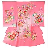 女の子初着 お宮参り着物 正絹 ピンク 扇に鼓