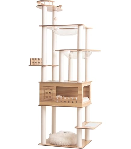 Amazon | Kennkari 多頭飼い キャットタワー 木製 爪研ぎ 麻紐 猫