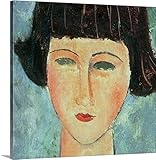 Amedeo Modiglianiプレミアムシックラップキャンバス壁アート印刷題名Young Brunette、1917 20" x 20" 2052020_24_20x20_none