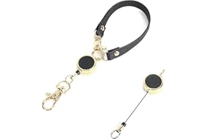 [honey&blue] リールストラップ 伸びる キーホルダー 頑丈 2個セット ワイヤーストラップ (【リールのみ】 ブラック)