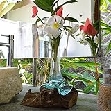 ガラス 古木 花瓶 （白いストーン付き） 【 花器 フラワーベース 一輪挿し アジアン雑貨 】