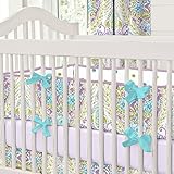 Carousel Designs Aqua and Purple Jasmine Crib Bumper by Carousel Designs