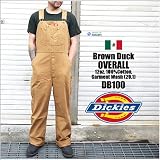 (ディッキーズ)Dickies オーバーオール DB100 DB-100 Brown Duck ブラウン ダック ワークショーツ つなぎ 作業着 (36inch)
