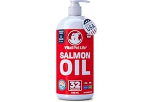 Salmon Oil for Dogs & Cats - Healthy Skin & Coat, Fish Oil, Omega 3 EPA DHA, Liquid Food Supplement for Pets, All Natural, Supports Joint & Bone Health, Natural Allergy & Inflammation Defense, 32 oz